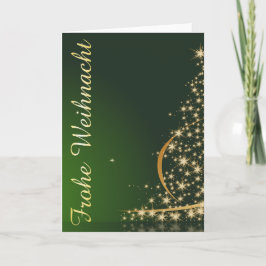 Tarjeta Grünes Weihnachtsmotiv mit goldenem Weihnachtsbaum