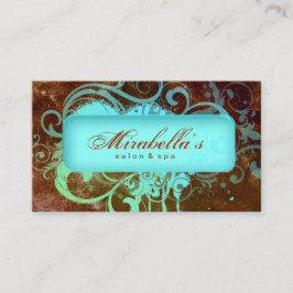 Tarjeta Grunge de Lealtad Flor Salon Spa Azul Marr