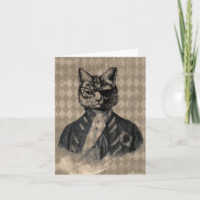 Tarjeta Grunge del gato del Harlequin (Anverso)