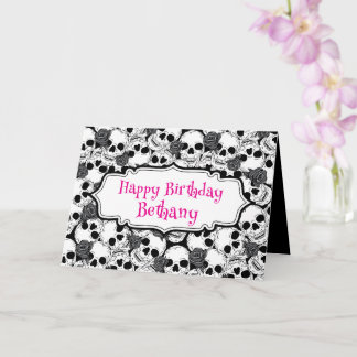 Tarjeta Grunge Skulls y Rosas Gótico Cumpleaños