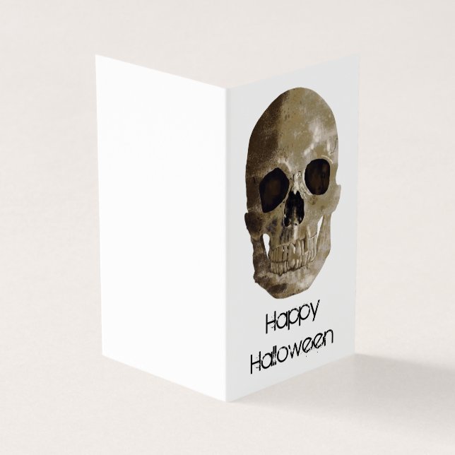 Tarjeta Grungy Skull Halloween (Exterior)