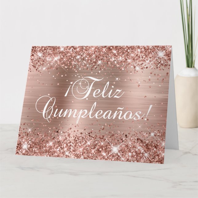 Tarjeta Grupo de cumpleaños Feliz Relieve metalizado dorad (Anverso)