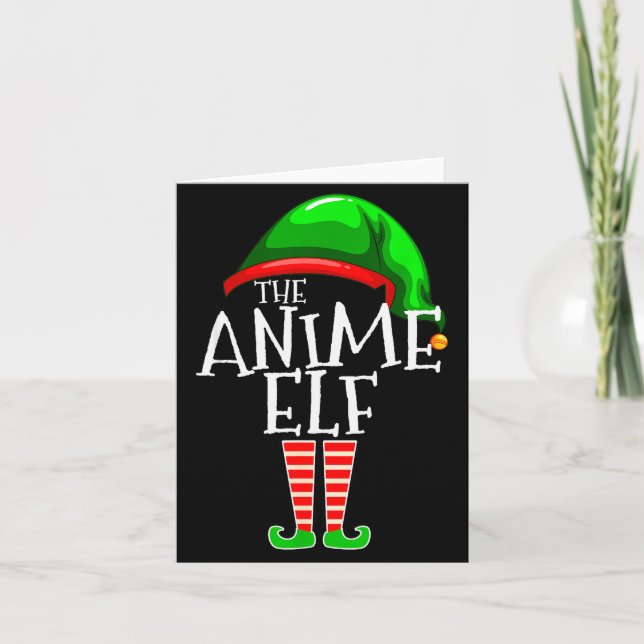 Tarjeta Grupo de Elfos de Anime Regalo de Navidad Familiar (Anverso)