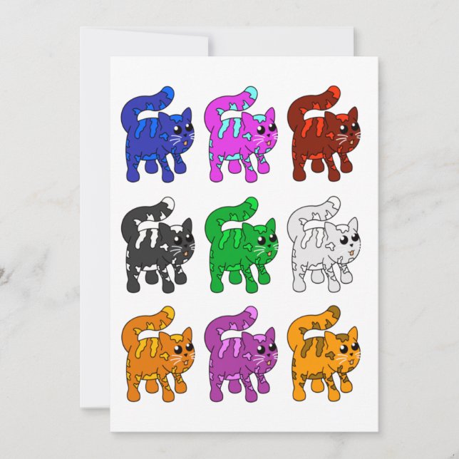 Tarjeta Grupo de gatitos del patrón de Navidad curado (Anverso)