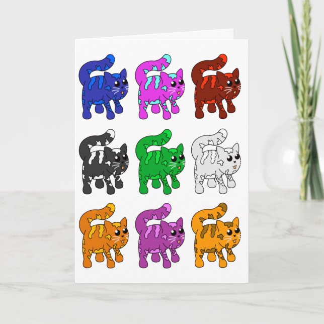 Tarjeta Grupo de gatitos del patrón de Navidad curado (Anverso)