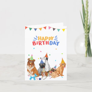 Tarjeta Grupo de razas de perro fiesta feliz cumpleaños