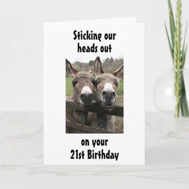 Tarjeta GRUPO O PAREJA DONKEY FELIZ *21* Cumpleaños (Anverso)