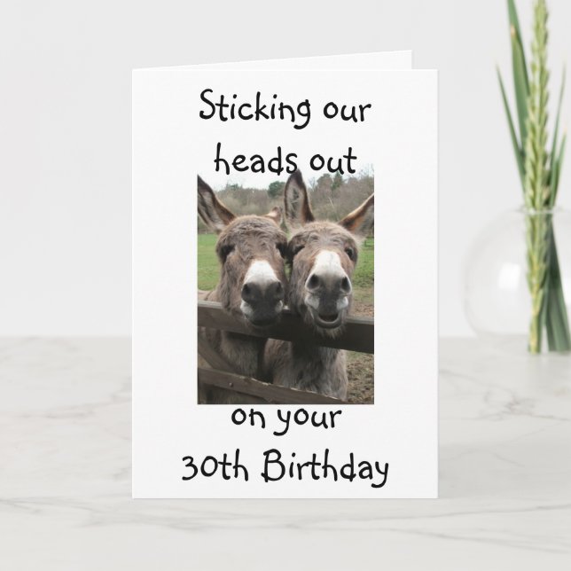 TARJETA GRUPO O PAREJA DONKEY FELIZ 30 BRITHDAY (Anverso)