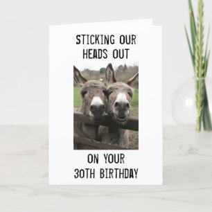 Tarjeta GRUPO O PAREJA DONKEY FELIZ 30 cumpleaños