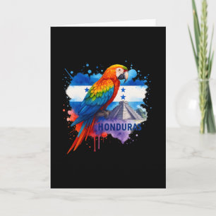 Tarjeta Guacamayo Escarlata Bandera Hondureña Copan Hondur