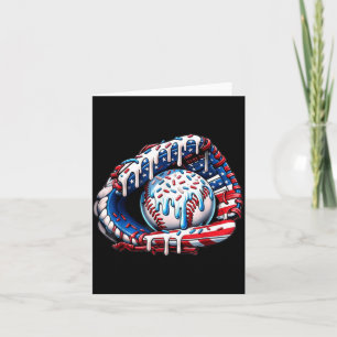 Tarjeta Guante de béisbol goteo bandera americana 4 de jul