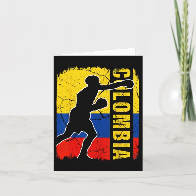 Tarjeta Guantes de boxeo colombianos con bandera de Colomb (Anverso)
