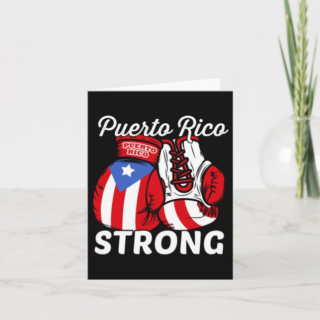 Tarjeta Guantes de boxeo con bandera de Puerto Rico Boricu (Anverso)