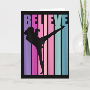 Tarjeta Guantes de boxeo de kickboxing retro para mujeres 