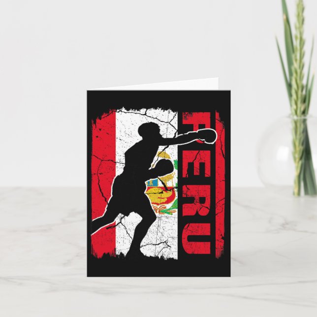 Tarjeta Guantes de boxeo de Perú con bandera de Perú (Anverso)