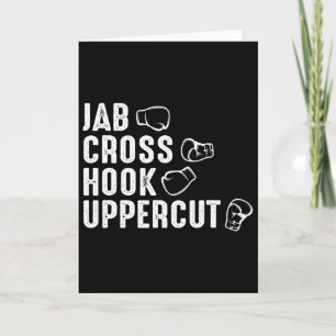 Tarjeta Guantes de boxeo Jab Cross Hook Uppercut Boxeador