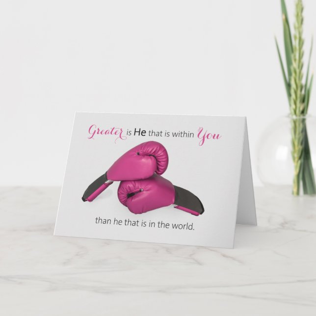 Tarjeta Guantes de boxeo rosado Guiones Guión Cáncer Alent (Anverso)