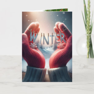 Tarjeta Guantes de invierno con copos de nieve