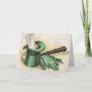 Tarjeta Guantes de sombrero verde superior Shillelagh Pipe