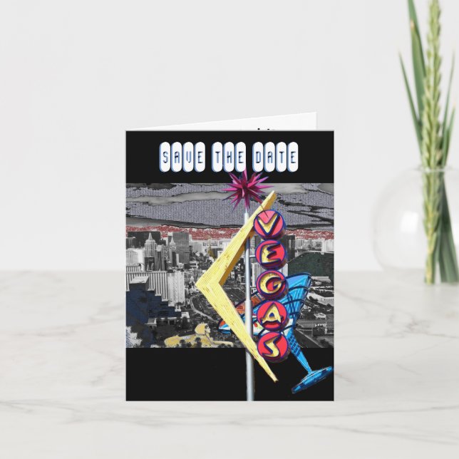 Tarjeta Guardar el boda moderno de Date Las Vegas (Anverso)