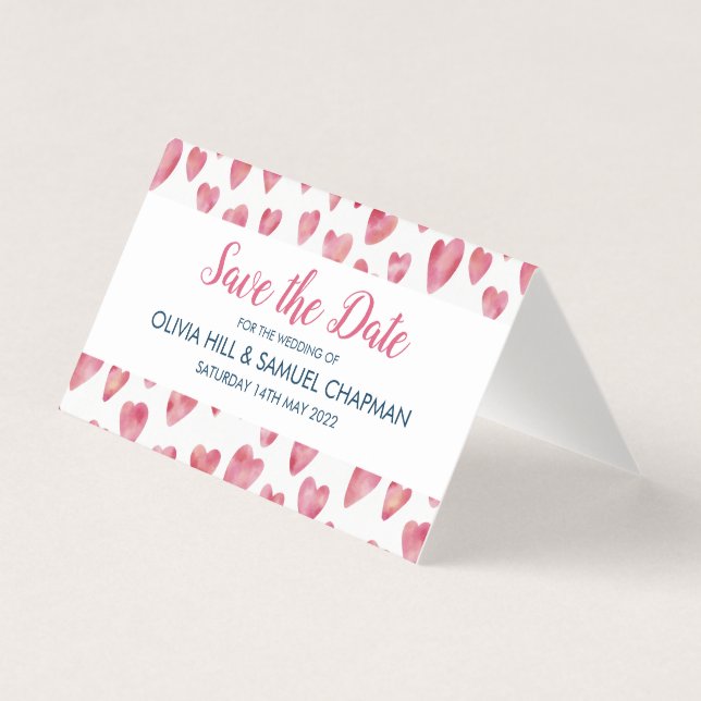 Tarjeta Guardar fecha con corazón rosa (Anverso)