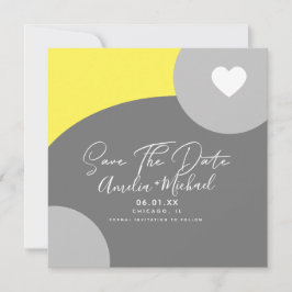 Tarjeta Guardar la fecha Boho moderno arco orgánico gris a