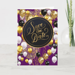 Tarjeta Guardar La Fecha (Proverbios 18:22) Púrpura/Oro/Bl