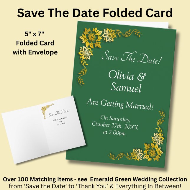 Tarjeta Guardar la Fecha - Verde Esmeralda y Dorado (Subido por el creador)
