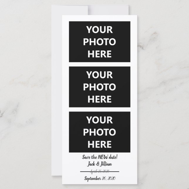 Tarjeta Guardar la nueva fecha | Cambiar la fecha | 3 Foto (Anverso)