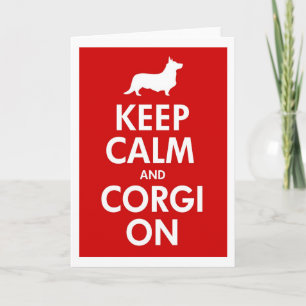 Tarjeta Guarde la calma y el Corgi en rebeca