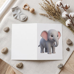 Tarjeta Guardería de dibujos animados de elefante bebé lin