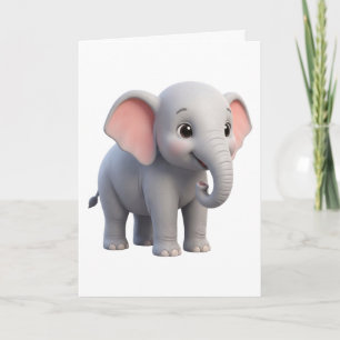 Tarjeta Guardería de dibujos animados de elefante bebé lin