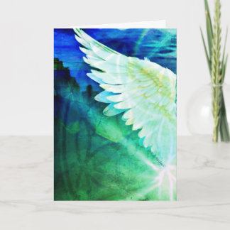 Tarjeta Guardian Angel Blue Green Wing – Blank Greeting