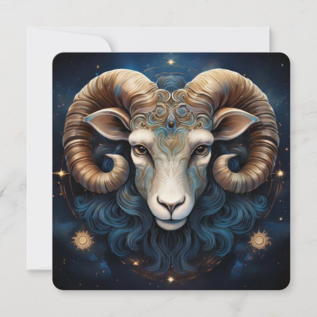 Tarjeta Guardian celta Ram Warrior Spirit Aries Art (Anverso)