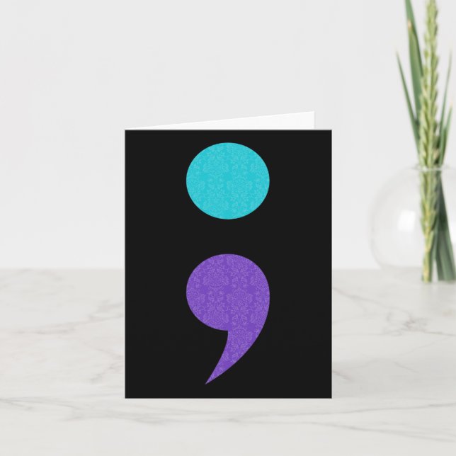 Tarjeta Guay Arte De Semicolón Rótulo Para La Prevención D (Anverso)