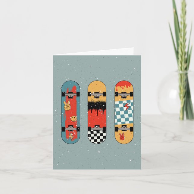 Tarjeta Guay azul para el patineta retro (Anverso)