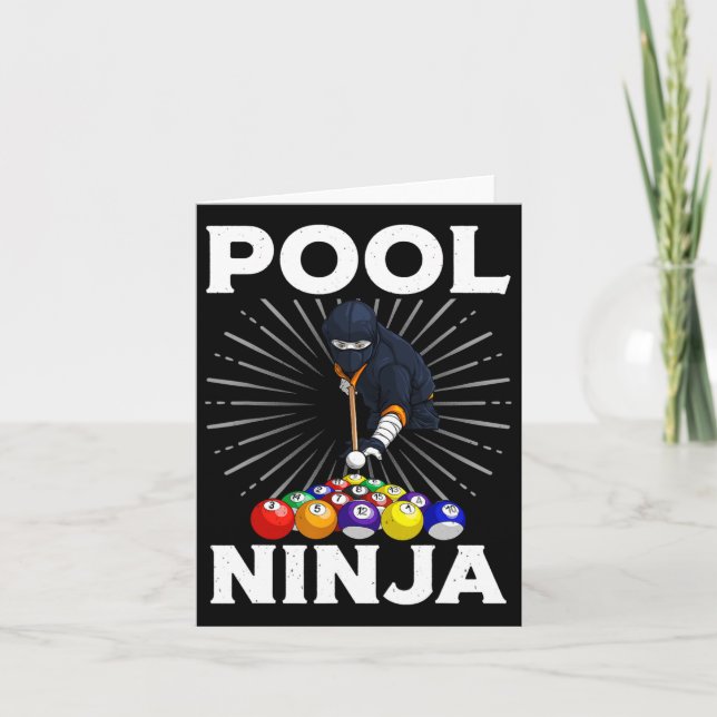 Tarjeta Guay Billiards Art For Men Pool Player Ninja (Anverso)