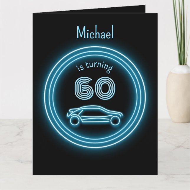 Tarjeta Guay Black and Neon Look Blue Racecar para los hom (Anverso)