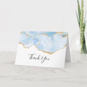 Tarjeta Guay Blue Agate con cinta Gold Purpurina Gracias