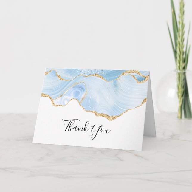 Tarjeta Guay Blue Agate con cinta Gold Purpurina Gracias (Anverso)