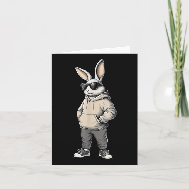 Tarjeta Guay Bunny Happy Easter Day Rabbit Sungles Men Kid (Anverso)