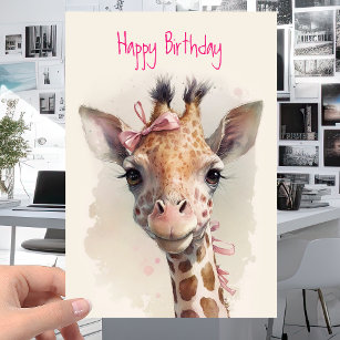 Tarjeta Guay Cute Giraffe - Feliz cumpleaños divertida