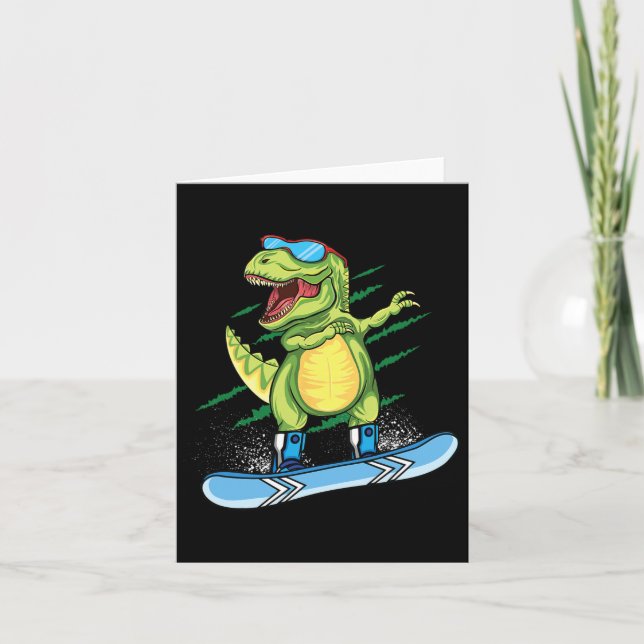 Tarjeta Guay Dinosaur Snowboarding Skibing T Rex Sn (Anverso)