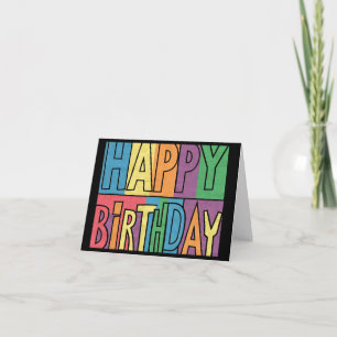 Tarjeta Guay Fun Colorful Happy Birday Block Text