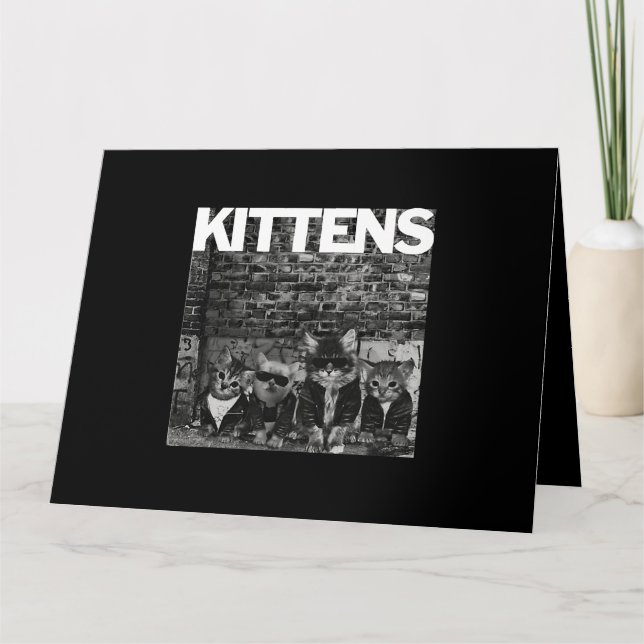 Tarjeta Guay Gatos Gatitos Meow Banda De Rock Funny Cat Lo (Anverso)