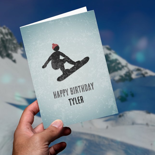 Tarjeta Guay Grungy Snowboarder sobre personalizado Metali (Subido por el creador)