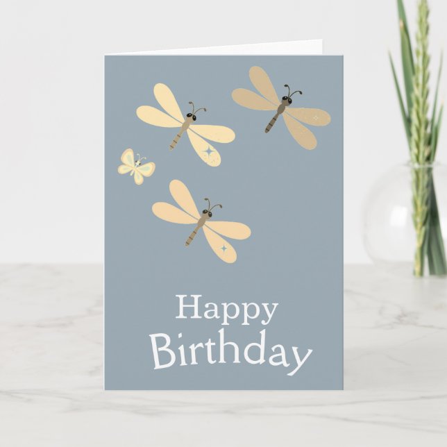 Tarjeta Guay Happy Birday Dragonflies (Anverso)