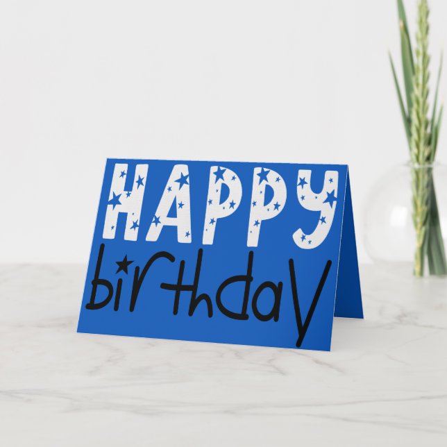 Tarjeta Guay Large Typography Happy Birday Star Blue (Anverso)