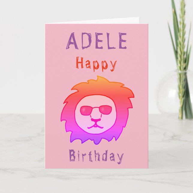 Tarjeta Guay Lion Pink Happy Birthday Girly (Anverso)