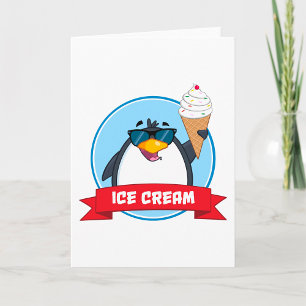 Tarjeta Guay Pingüino sostiene helado